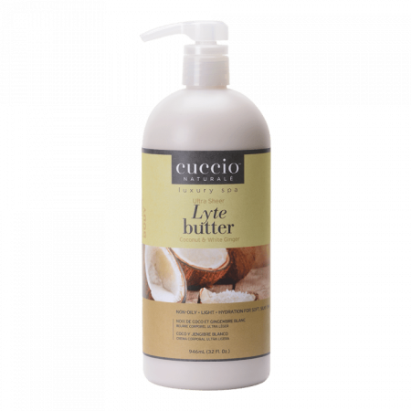 Cuccio Ultrakönnyű Testvaj Kókusszal és Fehér Gyömbérrel - Lyte Butter Ultra Sheer Coconut & White Ginger (946ml)