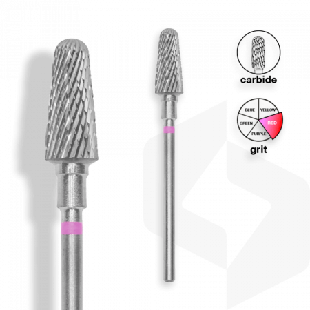 Staleks - Karbid Csiszolófej Lekerekített Kúp 6 mm | 14 mm Piros | Finom | FT70R060-14 ()