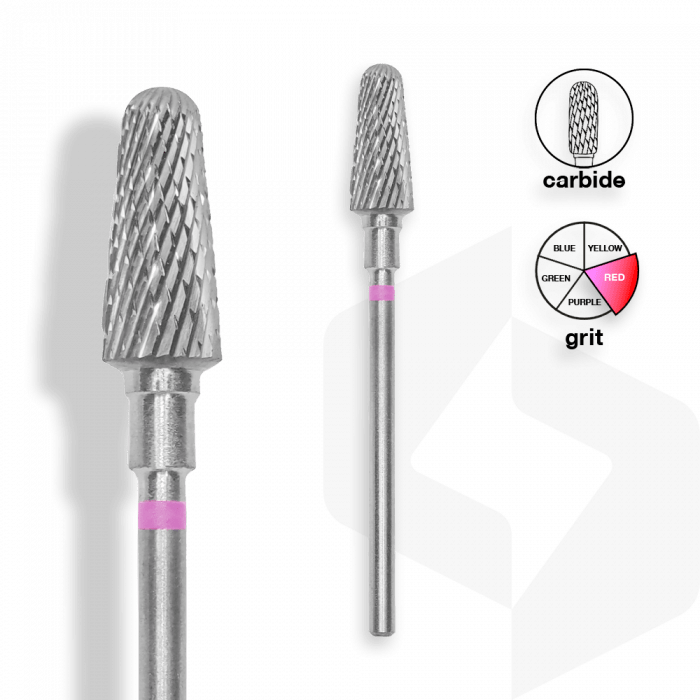 Staleks - Karbid Csiszolófej Lekerekített Kúp 6 mm | 14 mm Piros | Finom | FT70R060-14 ()