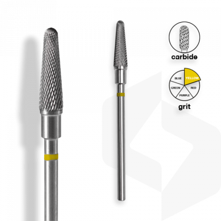 Staleks - Karbid Csiszolófej Keskeny Lekerekített Kúp 4 mm | 13 mm Sárga | Extra Finom | FT70Y040-13 ()