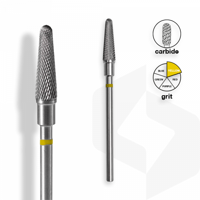 Staleks - Karbid Csiszolófej Keskeny Lekerekített Kúp 4 mm | 13 mm Sárga | Extra Finom | FT70Y040-13 ()