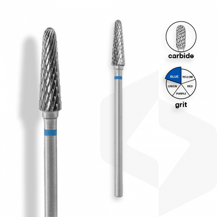 Staleks - Karbid Csiszolófej Keskeny Lekerekített Kúp 4 mm | 13 mm Kék | Közepes | FT70B040-13 ()