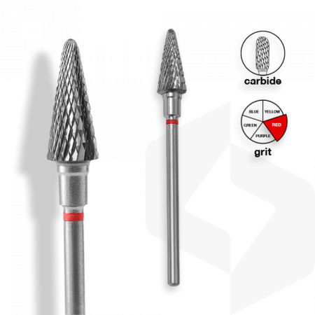 Staleks - Karbid Csiszolófej Kúp 6 mm | 14 mm Piros | Finom | FT71R060-14 ()