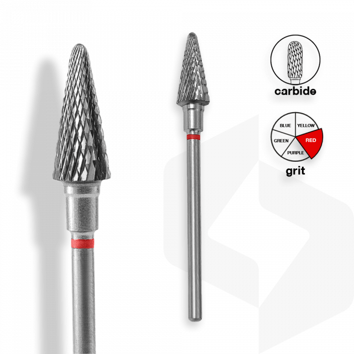 Staleks - Karbid Csiszolófej Kúp 6 mm | 14 mm Piros | Finom | FT71R060-14 ()