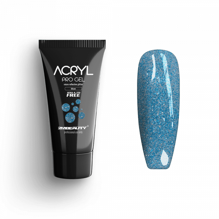 Acryl Pro Gel Micro Reflective Glitter Blue - HEMA Mentes Akrilzselé (15g)