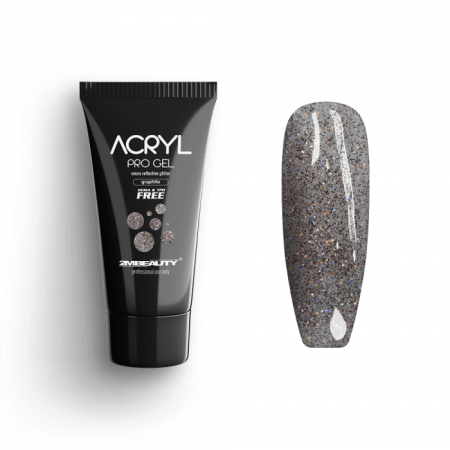 Acryl Pro Gel Micro Reflective Glitter Graphite - HEMA Mentes Akrilzselé (15g)