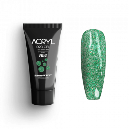 Acryl Pro Gel Micro Reflective Glitter Green - HEMA Mentes Akrilzselé (15g)