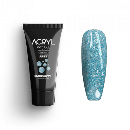 Acryl Pro Gel Micro Reflective Glitter Light Blue - HEMA Mentes Akrilzselé (15g)