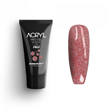 Acryl Pro Gel Micro Reflective Glitter Red - HEMA Mentes Akrilzselé (15g)