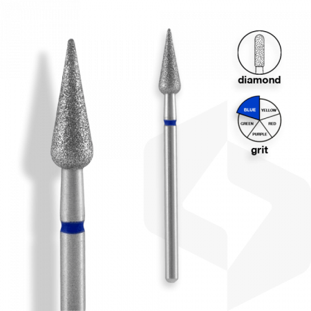 Staleks - Gyémánt Csiszolófej Hegyes Körte 4 mm | 12 mm Kék | Közepes | FA100B040-12 ()