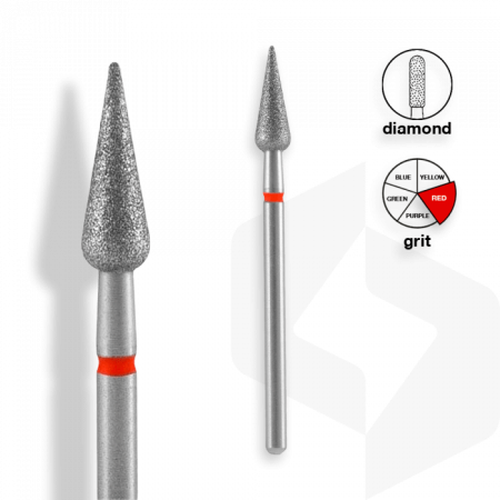 Staleks - Gyémánt Csiszolófej Hegyes Körte 4 mm | 12 mm Piros | Finom | FA100R040-12 ()