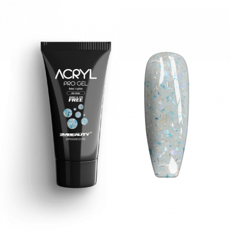 Acryl Pro Gel Flakes 'n Glitter AB Clear - HEMA Mentes Akrilzselé (15g)