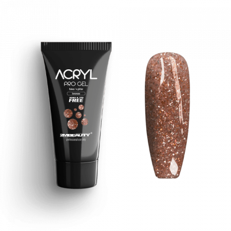 Acryl Pro Gel Flakes 'n Glitter Bronze - HEMA Mentes Akrilzselé (15g)
