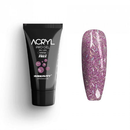 Acryl Pro Gel Flakes 'n Glitter Heliotrope - HEMA Mentes Akrilzselé (15g)