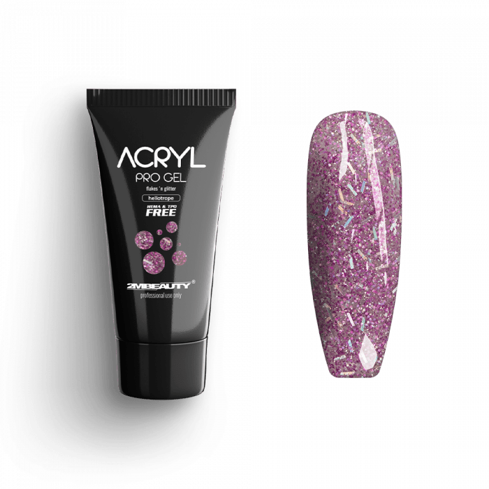 Acryl Pro Gel Flakes 'n Glitter Heliotrope - HEMA Mentes Akrilzselé (15g)