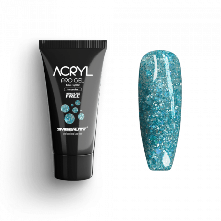 Acryl Pro Gel Flakes 'n Glitter Turquoise - HEMA Mentes Akrilzselé (15g)