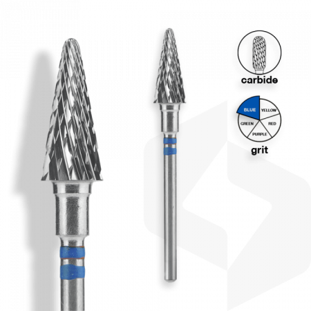 Staleks - Karbid Csiszolófej Kúp Balkezes 6 mm | 14 mm Kék | Közepes | FT73B060-14 ()