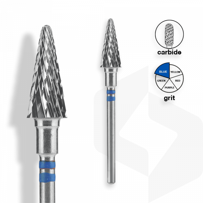 Staleks - Karbid Csiszolófej Kúp Balkezes 6 mm | 14 mm Kék | Közepes | FT73B060-14 ()