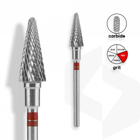 Staleks - Karbid Csiszolófej Kúp Balkezes 6 mm | 14 mm Piros | Finom | FT73R060-14 ()
