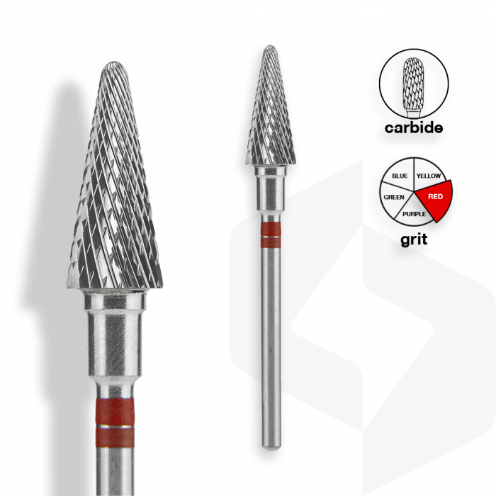 Staleks - Karbid Csiszolófej Kúp Balkezes 6 mm | 14 mm Piros | Finom | FT73R060-14 ()