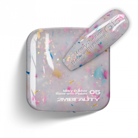 Gel Lack - Milky Rubber Base With Flakes 05 - HEMA Mentes (13 ml)