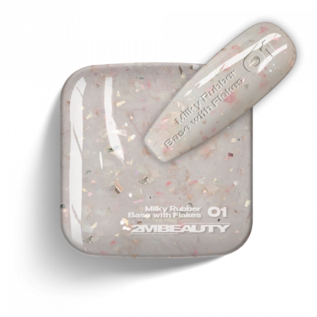Gel Lack - Milky Rubber Base With Flakes 01 - HEMA Mentes (13 ml)