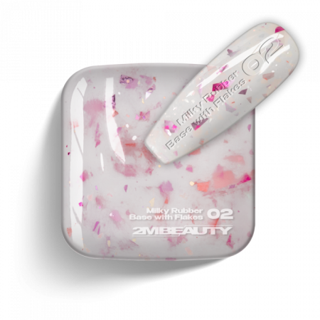 Gel Lack - Milky Rubber Base With Flakes 02 - HEMA Mentes (13 ml)