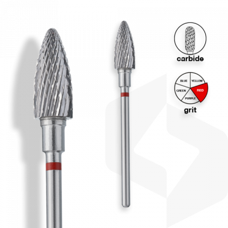 Staleks - Karbid Csiszolófej Kúp 6 mm | 14 mm Piros | Finom | FT110R060-14 ()