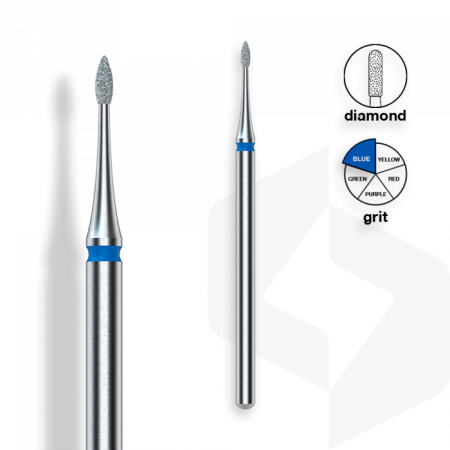 Staleks - Gyémánt Csiszolófej Mini Hegyes Lándzsa 1 mm | 3 mm Kék | Közepes | FA12B010-3 ()