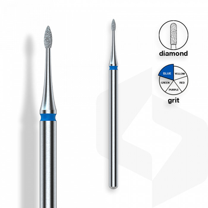Staleks - Gyémánt Csiszolófej Mini Hegyes Lándzsa 1 mm | 3 mm Kék | Közepes | FA12B010-3 ()