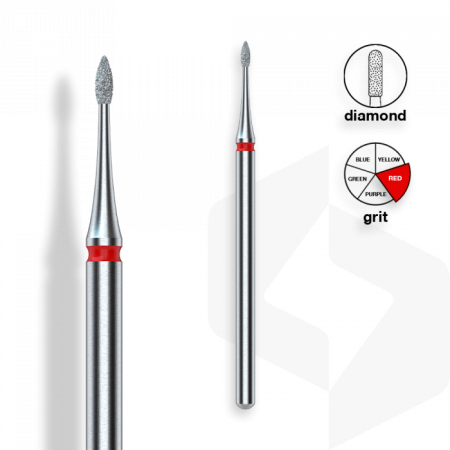 Staleks - Gyémánt Csiszolófej Mini Hegyes Lándzsa 1 mm | 3 mm Piros | Finom | FA12R010-3 ()