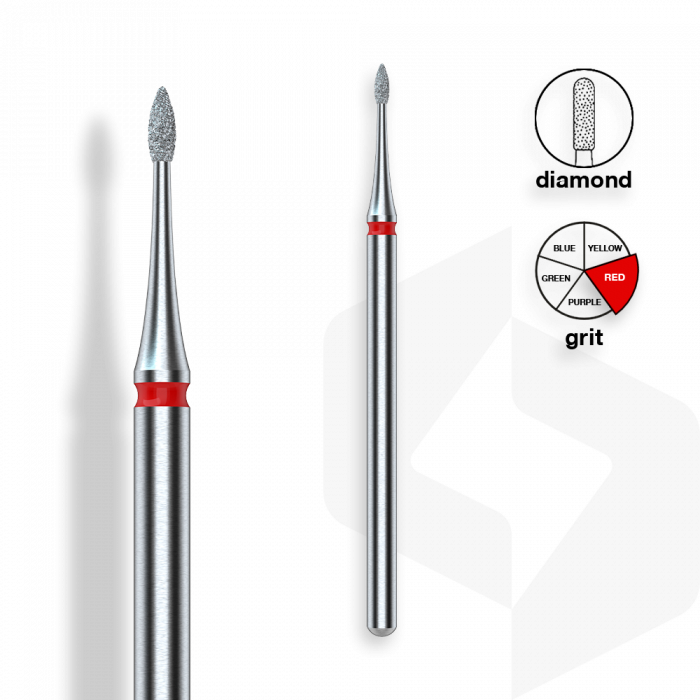 Staleks - Gyémánt Csiszolófej Mini Hegyes Lándzsa 1 mm | 3 mm Piros | Finom | FA12R010-3 ()