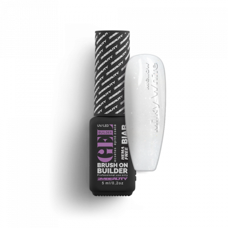 Liquid Polygel BIAB - Mellow Milky White - HEMA Mentes Ecsetes Építőzselé (5ml - mini me)