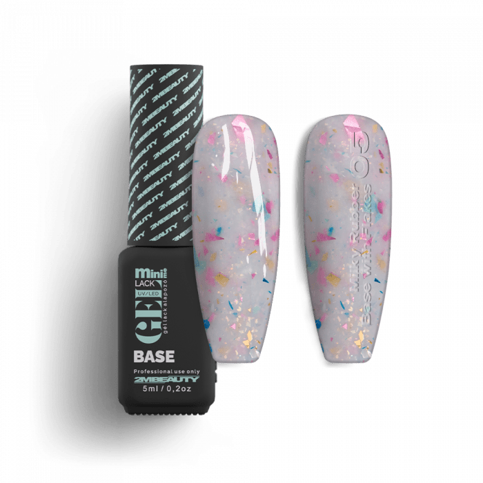 Gel Lack - Milky Rubber Base With Flakes 05 - HEMA Mentes (5ml - mini me)