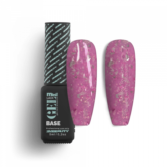 Gel Lack - Milky Rubber Base With Flakes 07 - HEMA Mentes (5ml - mini me)