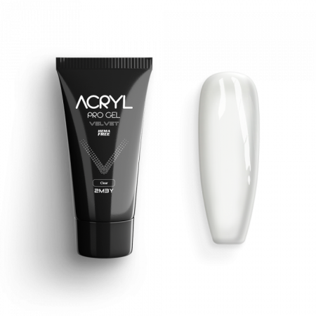 Acryl Pro Gel Velvet - Clear - HEMA Mentes Akrilzselé (15g)