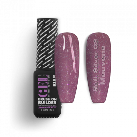 Liquid Polygel BIAB - Reflective Silver 02 - Mauvena - HEMA Mentes Ecsetes Építőzselé (5ml - mini me)