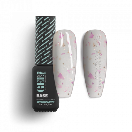 Gel Lack - Milky Rubber Base With Flakes 03 - HEMA Mentes (5ml - mini me)