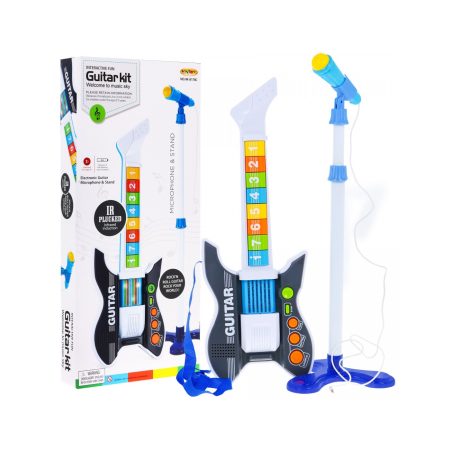 Fekete gyerek elektromos gitár mikrofonnal