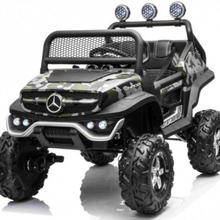 Gyermek elektromos kisautó Buggy Mercedes-Benz Unimog 4x4 festett terepszínű