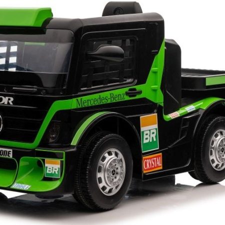 Gyermek elektromos teherautó Mercedes Axor LCD MP4 pótkocsi zölddel