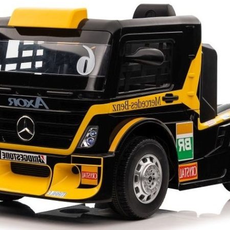 Gyermek elektromos teherautó Mercedes Axor LCD sárga