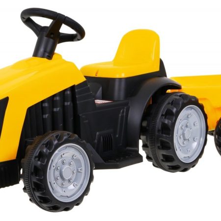 Gyermek elektromos traktor pótkocsival sárga