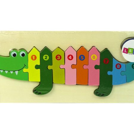 Fából készült puzzle krokodil