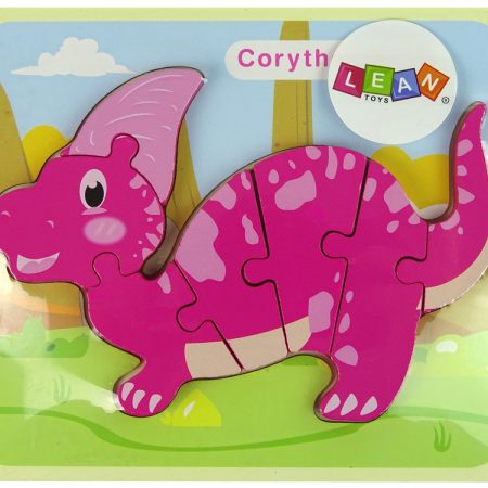 Fából készült puzzle a legkisebb rózsaszín dinoszaurusznak