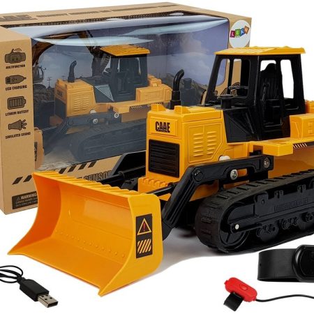 Távirányítós autóbuldózer R/C 1:28 lánctalpas kerekek
