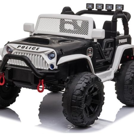 Gyermek elektromos kisautó Jeep Power Police fekete-fehér
