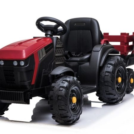 Gyermek elektromos traktor Farmer iparvágányral és lapáttal piros