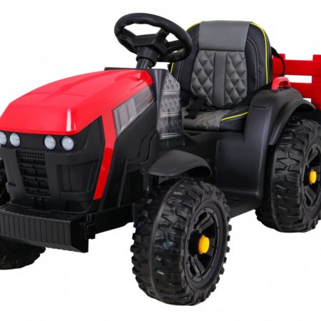 Gyermek elektromos traktor Farmer iparvágányral és lapáttal piros