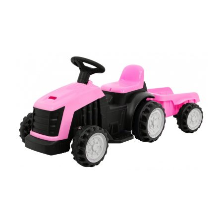 Gyermek elektromos traktor pótkocsival rózsaszín